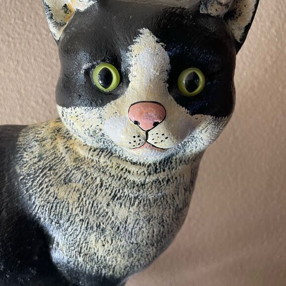 Cast Iron Black and White Cat Door Stopper Large Heavy Vintage Gorgeous! - Picture 5 of 15